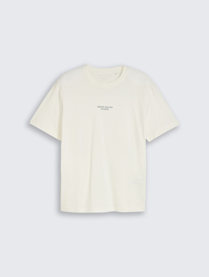 Relaxed Fit T-Shirt mit Rückenprint von Denim Male, Wool White