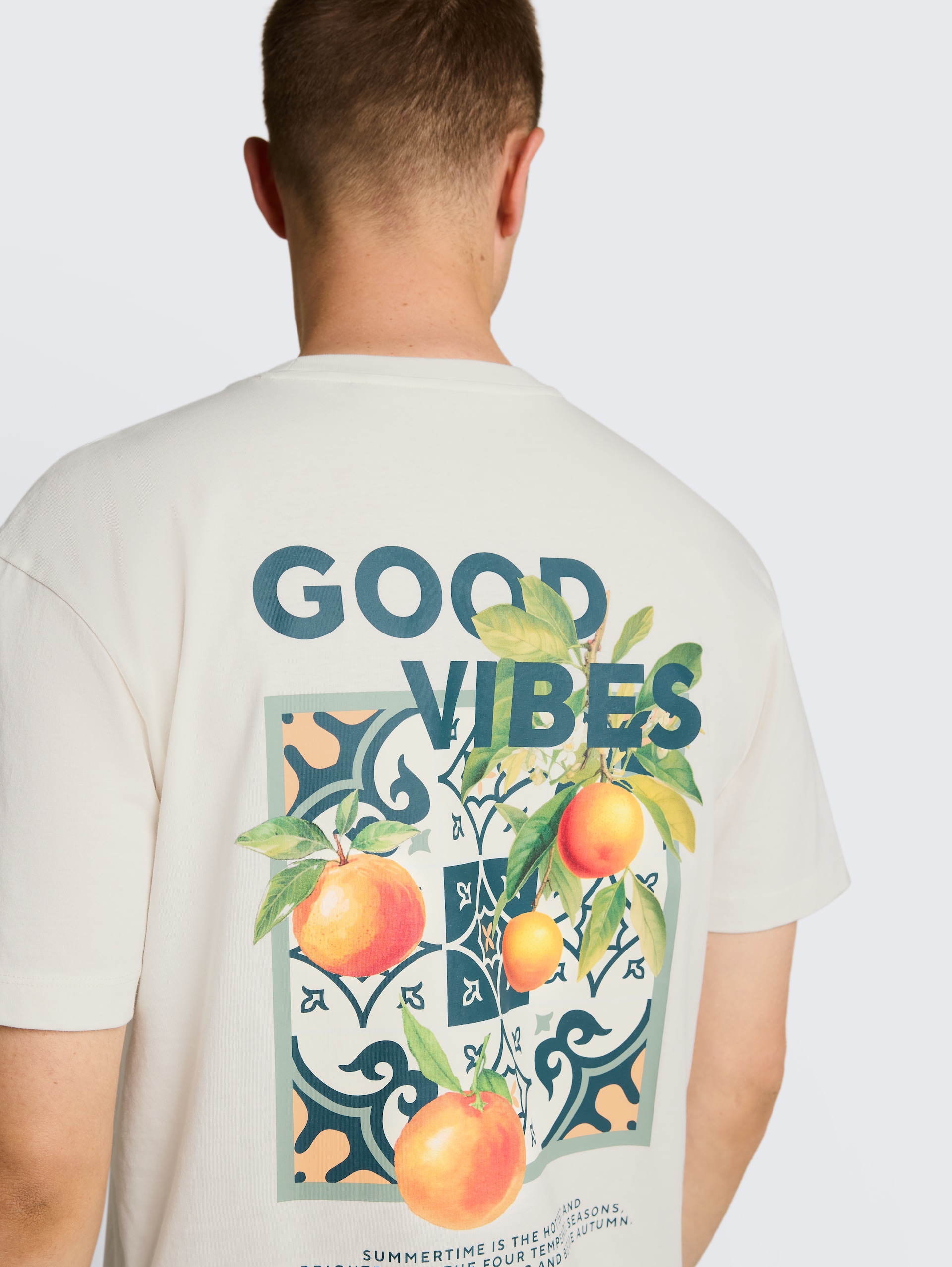 Relaxed fit T-shirt with back print - Wool White - Detail model view