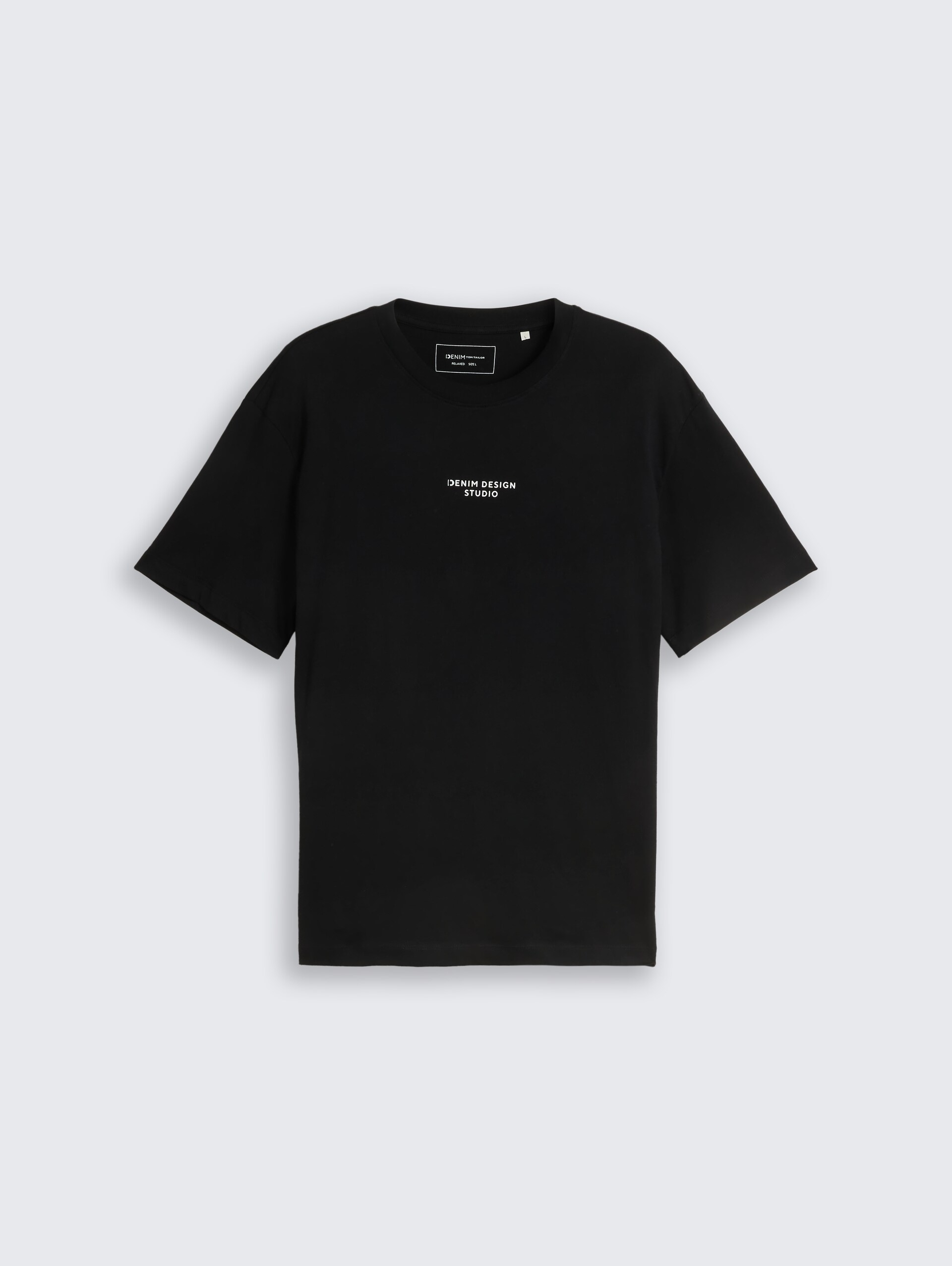 T-shirt met relaxte pasvorm en print op de rug - Black - Product vooraanzicht