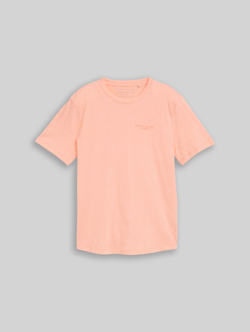 T-shirt met fijn streeppatroon door Denim Male, peach orange white fine stripe