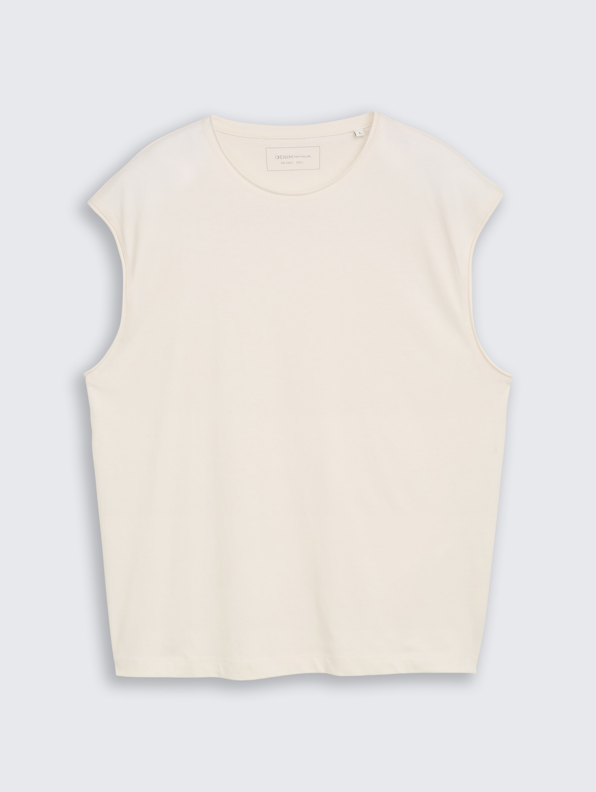 Tanktop met relaxte pasvorm en used-look - Wool White - Product vooraanzicht