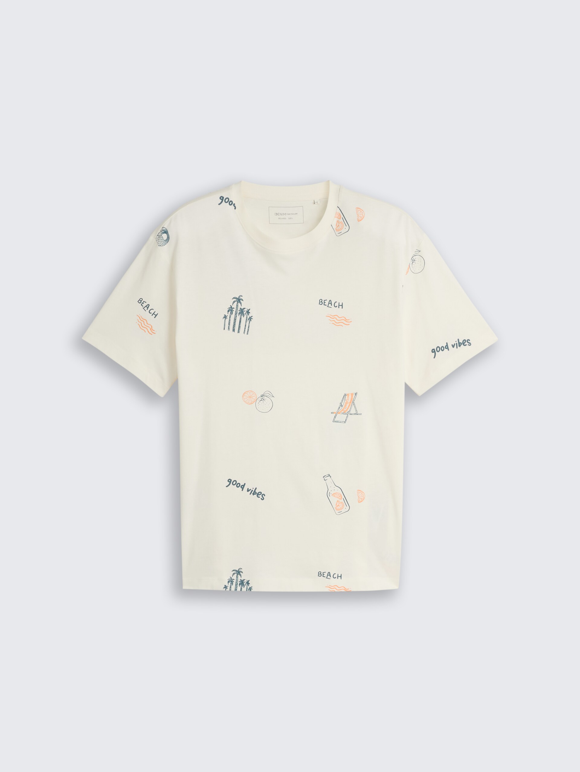 T-shirt met relaxte pasvorm en all-over print - wool white fun summer print - Product vooraanzicht