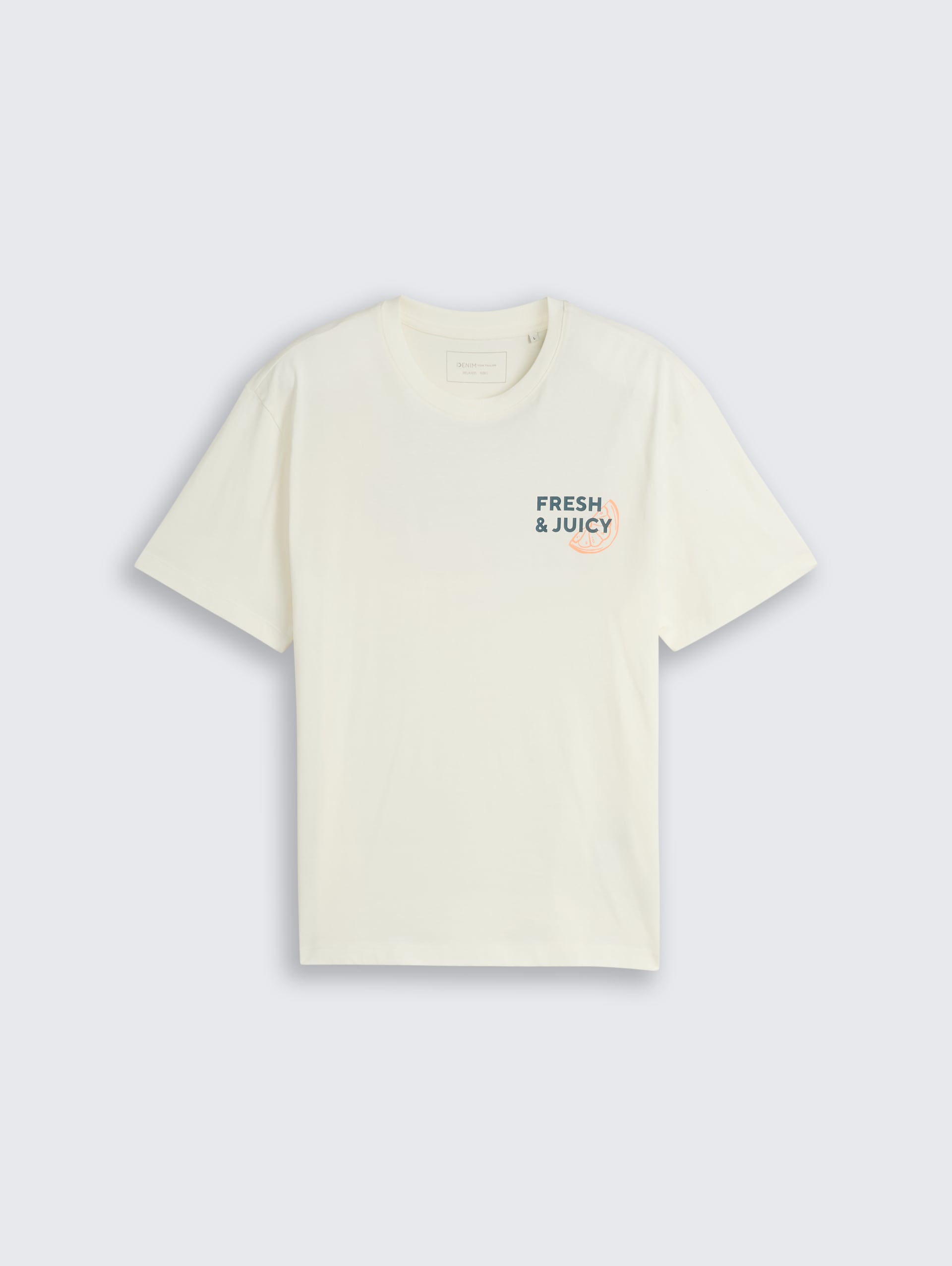 T-shirt met relaxte pasvorm en print op de rug - Wool White - Product vooraanzicht