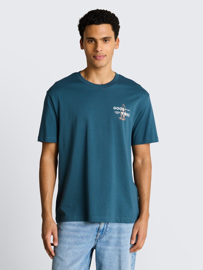 Relaxed Fit T-Shirt mit Rückenprint von Denim Male, tide petrol