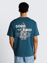 T-shirt met relaxte pasvorm en print op de rug - tide petrol - Neklijn model-achteraanzicht