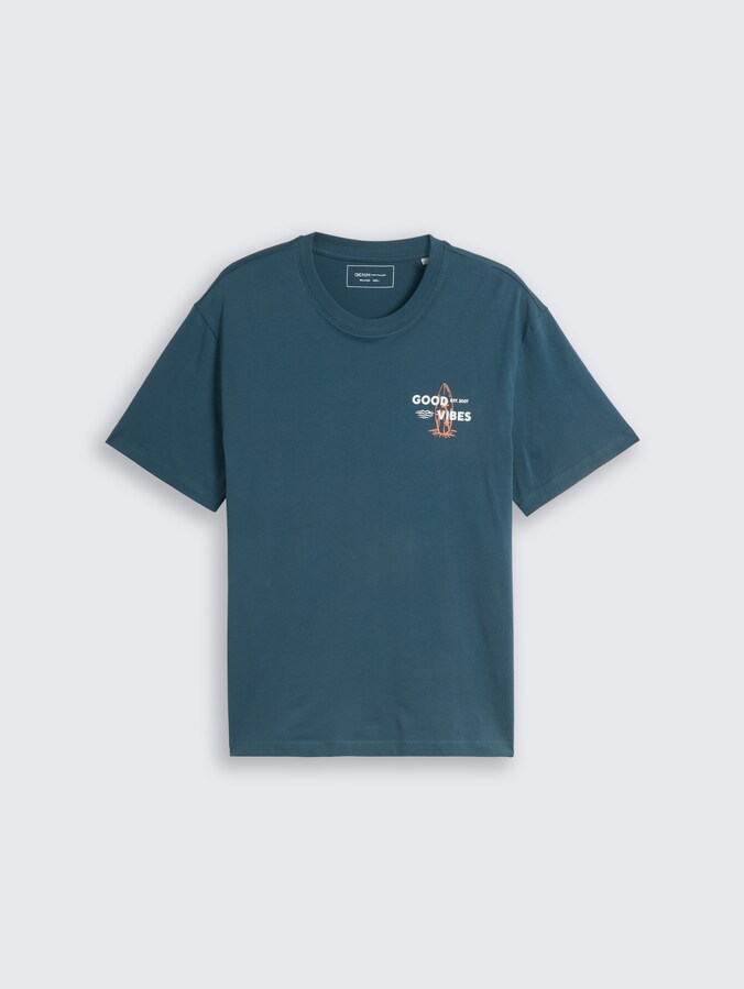 Relaxed Fit T-Shirt mit Rückenprint von Denim Male, tide petrol