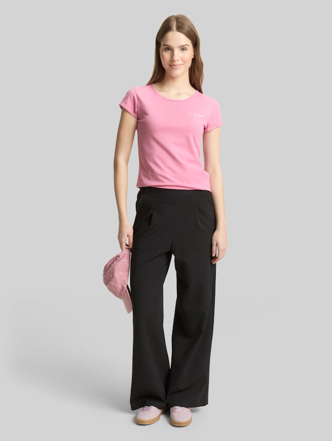 Slim Fit T-Shirt mit Stickerei von Denim Female, Soft Blush Rose