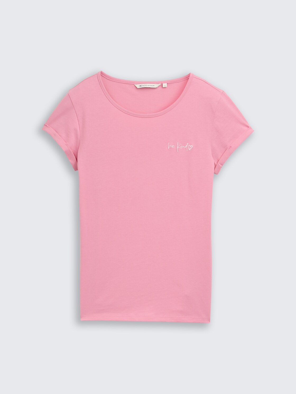 Slim Fit T-Shirt mit Stickerei - Soft Blush Rose - Vorder-Produkt-Ansicht