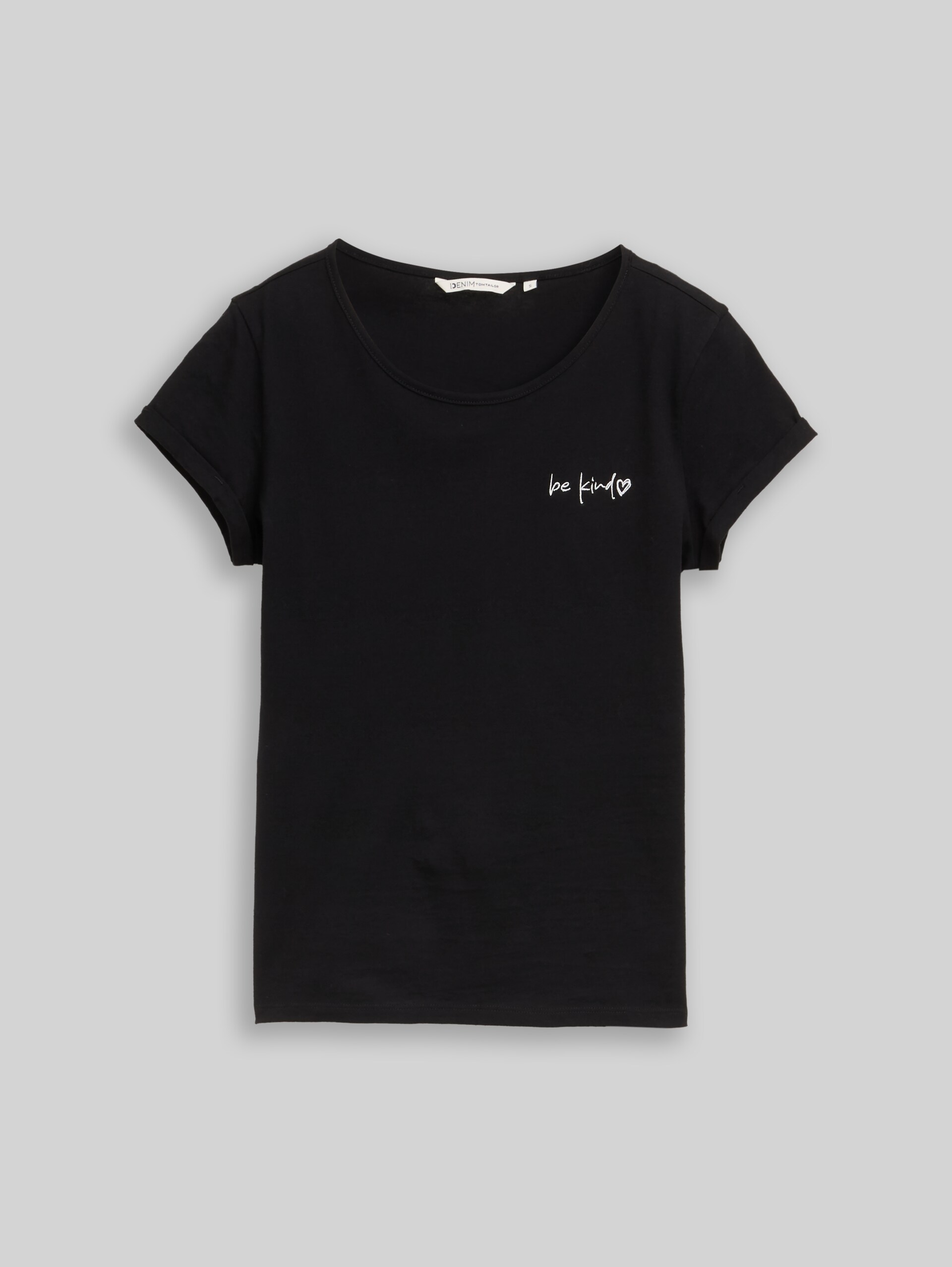 Slim fit T-shirt met borduursel - deep black - Product vooraanzicht