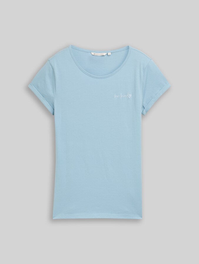 Slim fit T-shirt met borduursel door Denim Female, calm cloud blue
