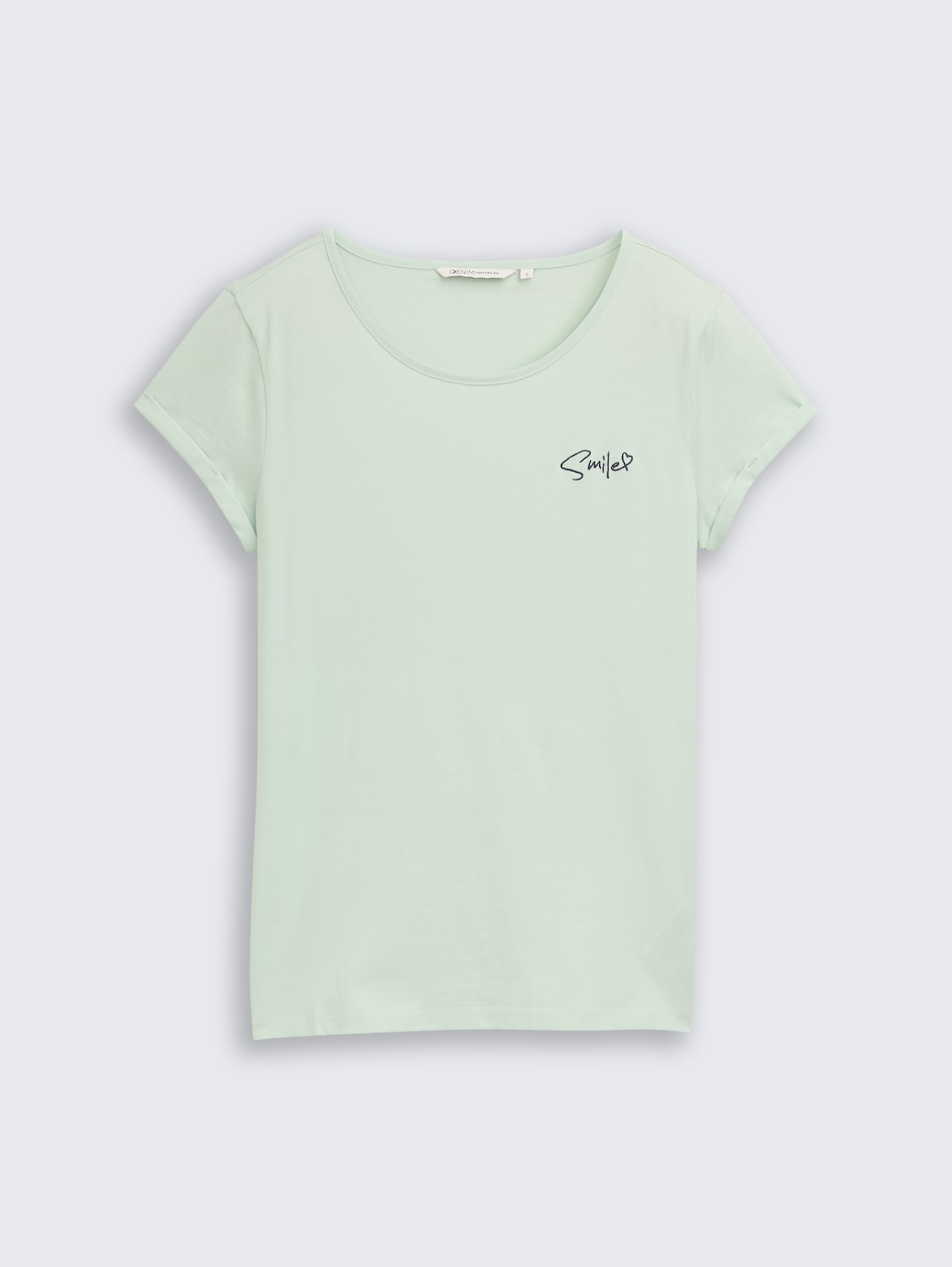 Slim Fit T-Shirt mit Stickerei - light matcha green - Vorder-Produkt-Ansicht