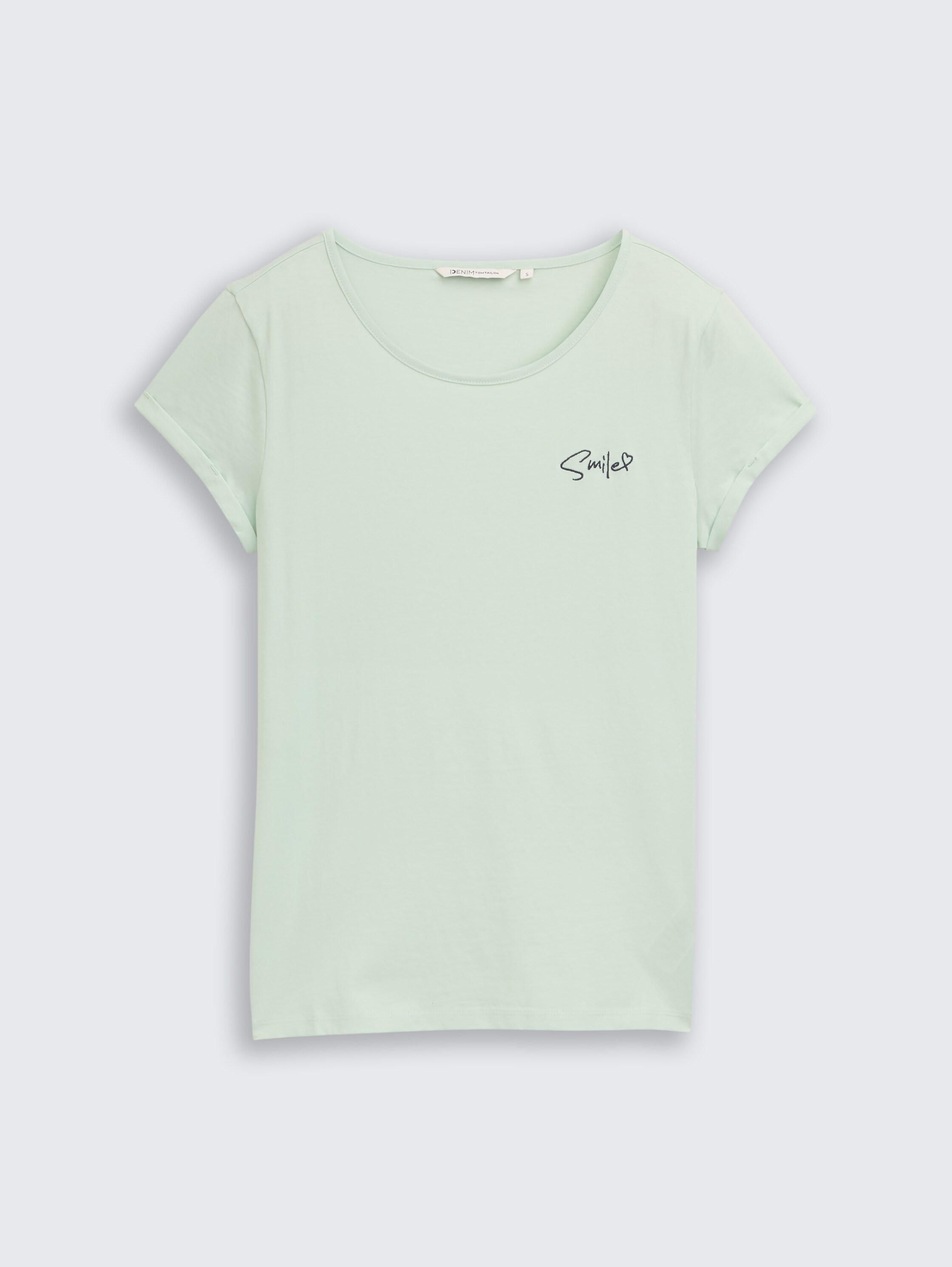 Slim Fit T-Shirt mit Stickerei - light matcha green - Vorder-Produkt-Ansicht