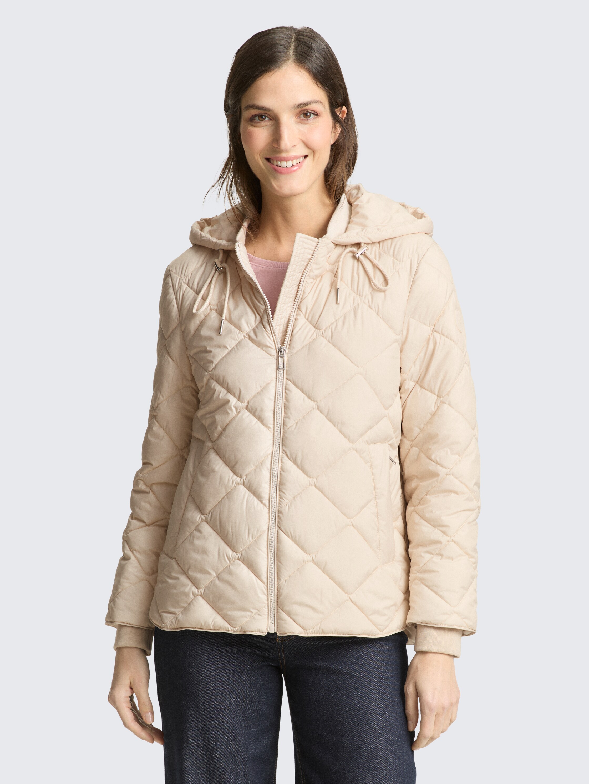Veste matelassée légère à capuche - sand stone beige - Vue de face du modèle