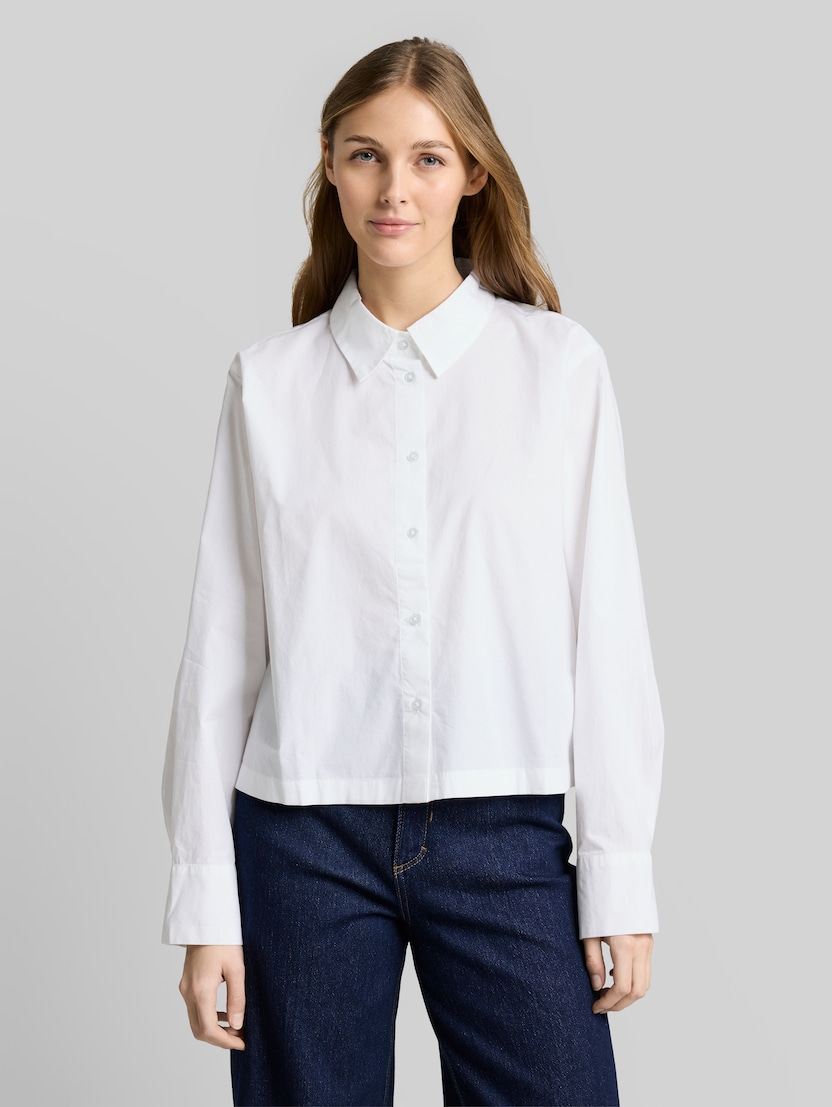Boxy Fit Hemdbluse aus Baumwolle von Denim Female, White