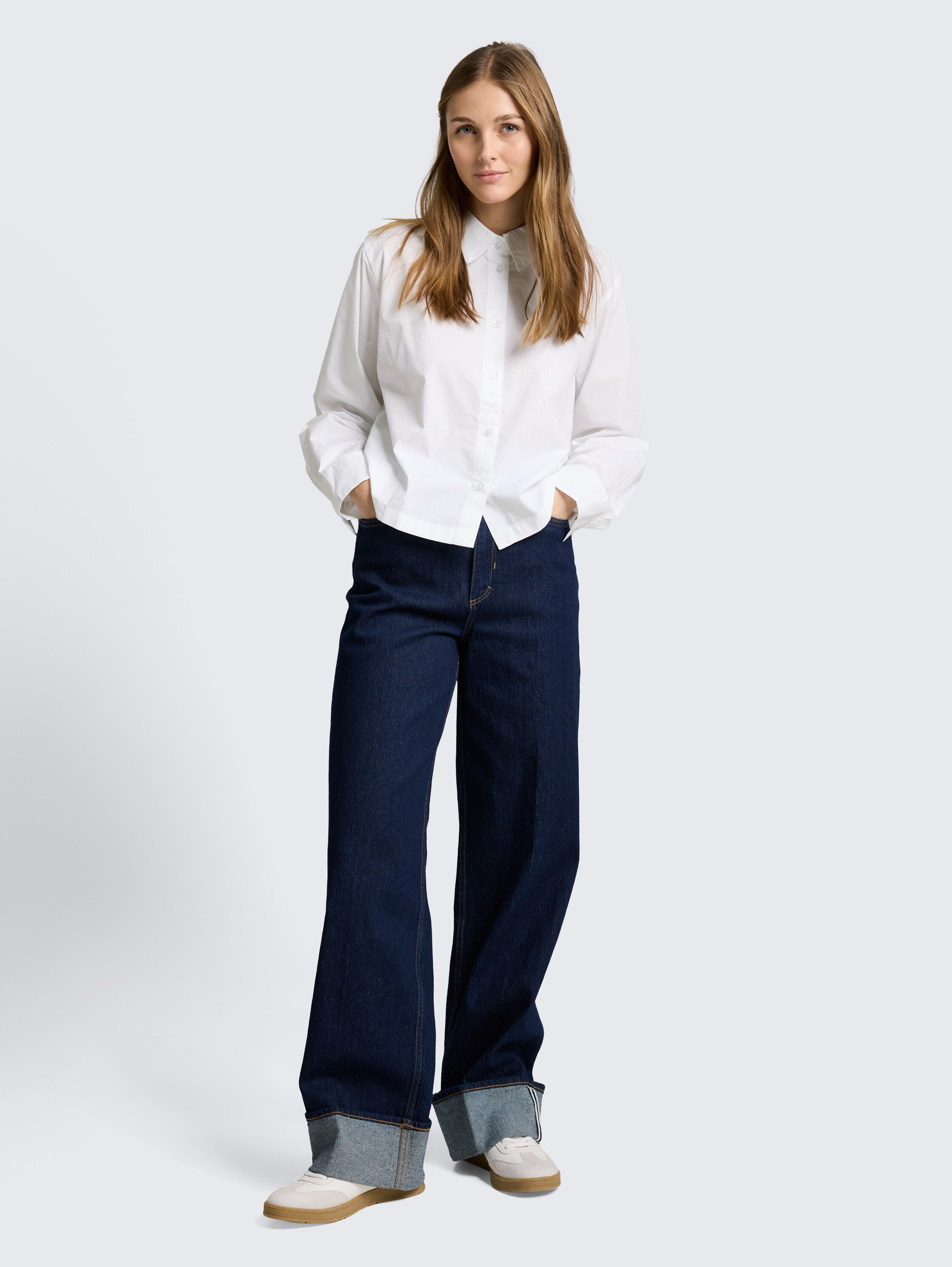 Boxy fit cotton shirt blouse - white - 