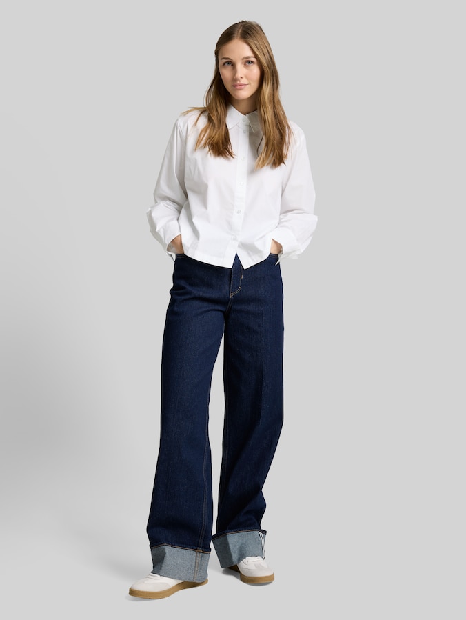 Boxy fit overhemdblouse van katoen door Denim Female, White