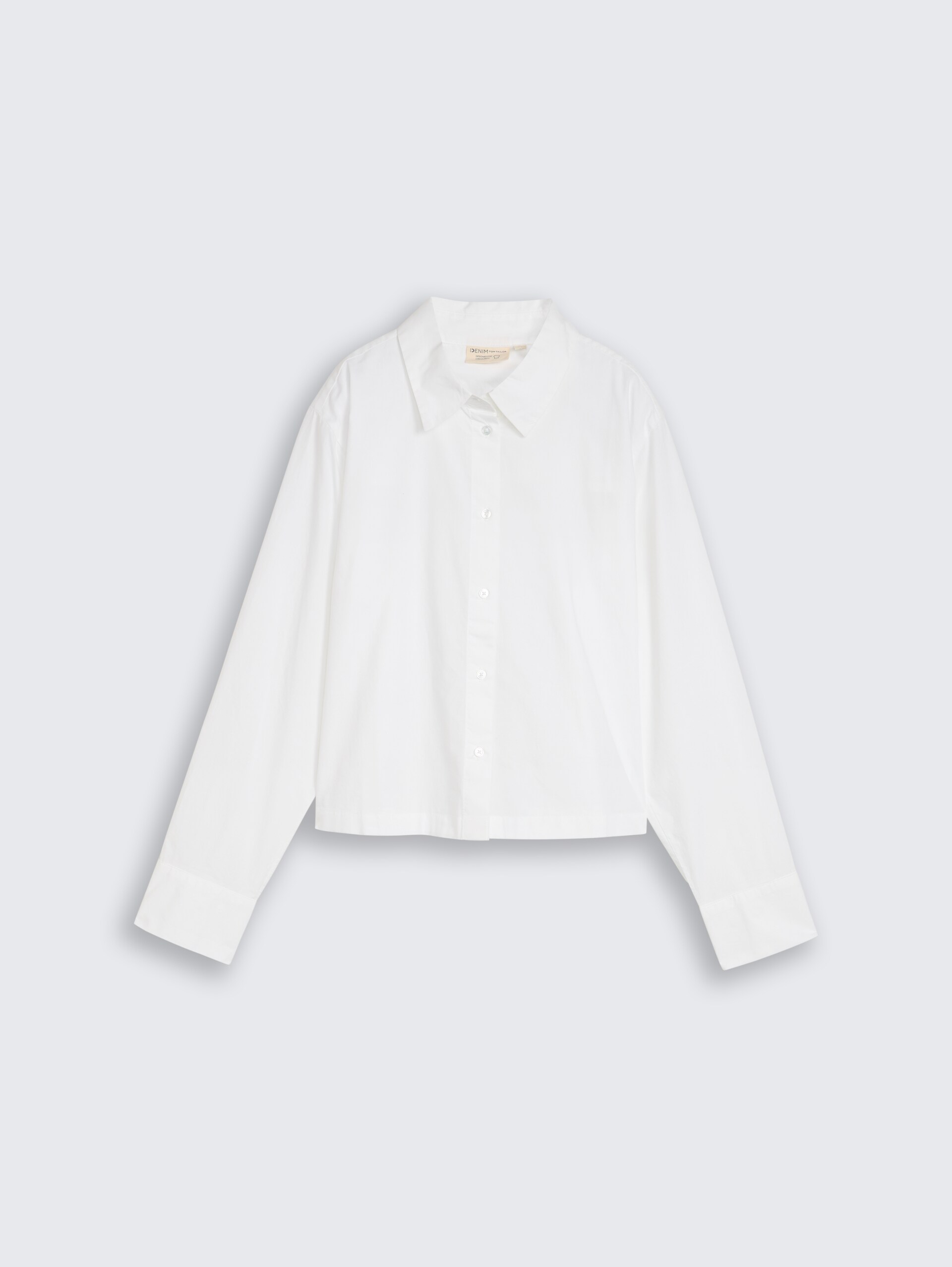 Boxy Fit Hemdbluse aus Baumwolle - White - Vorder-Produkt-Ansicht
