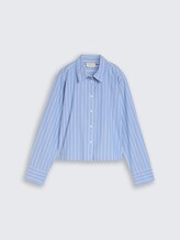 Chemise ample en coton - mid blue white stripe - Vue de face du produit