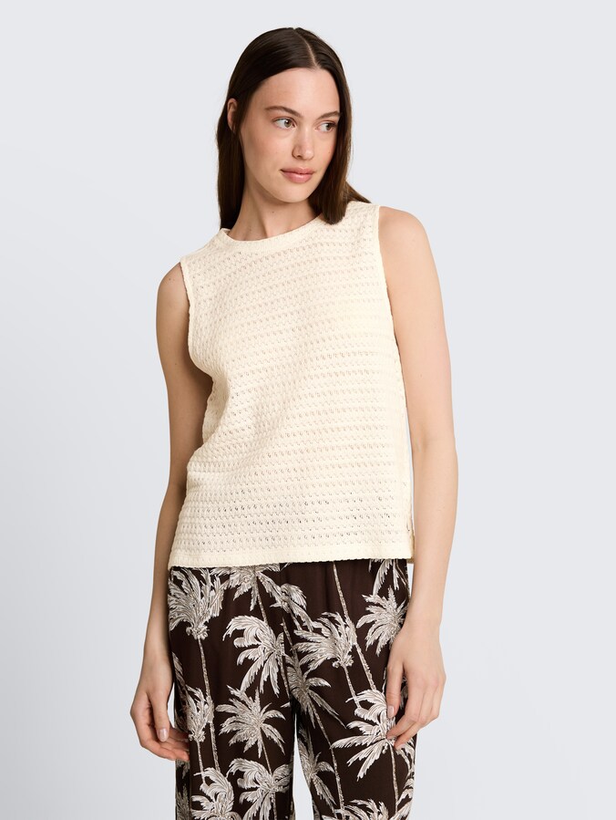 Loose Fit Stricktop aus Baumwolle von Denim Female, off white