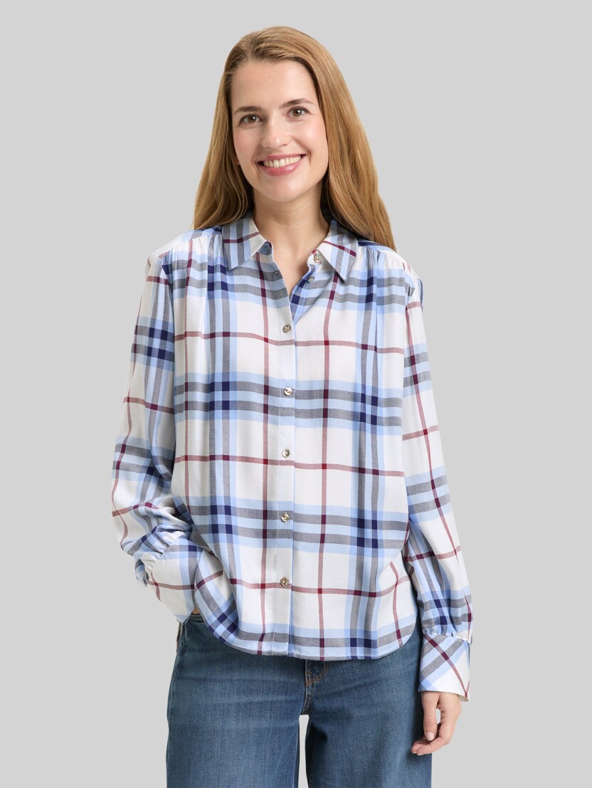 Bluse mit Karomuster von Women, off white blue big check