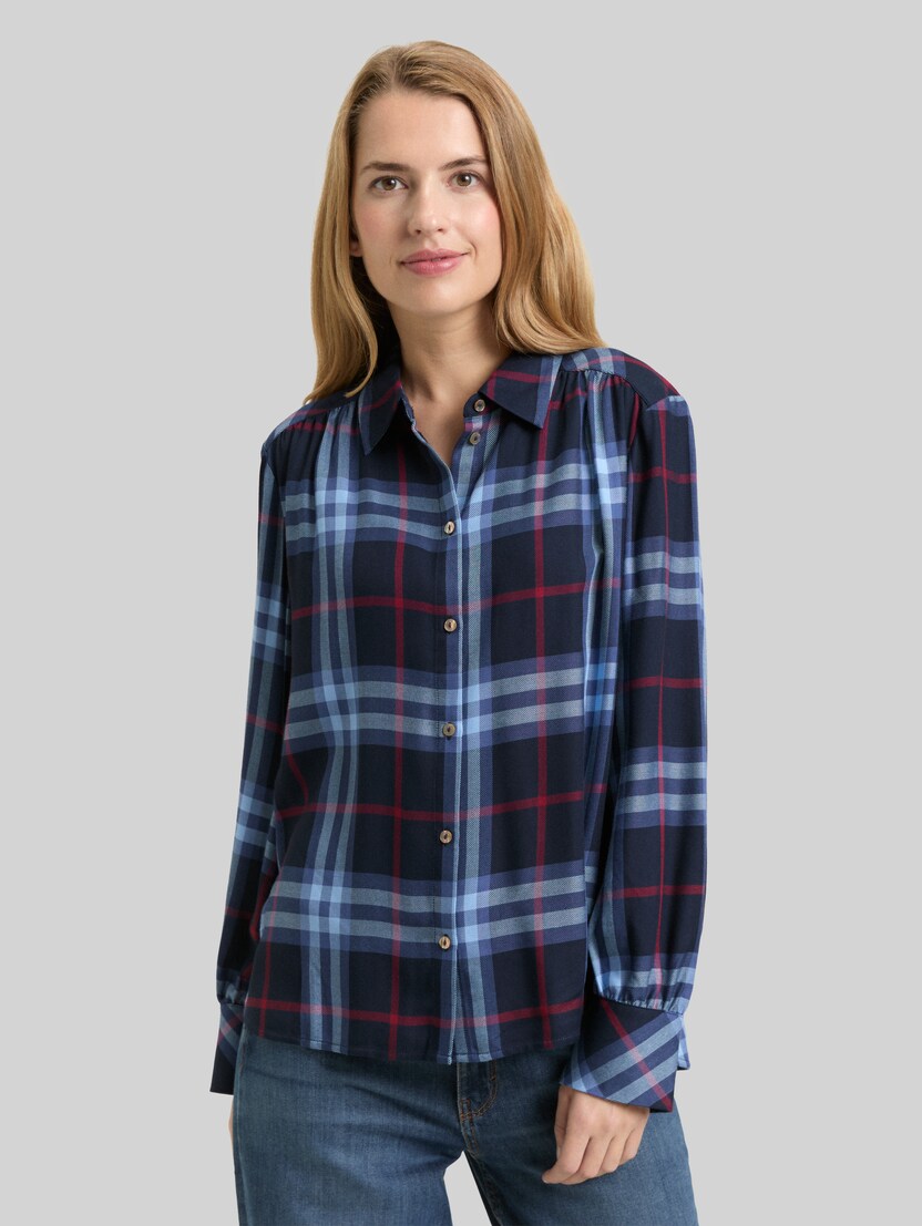 Bluse mit Karomuster von Women, navy  blue big check