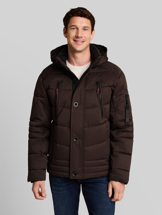 Pufferjas met afneembare capuchon door Men, Dark Chocolate Brown