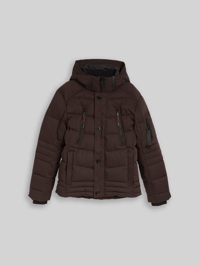 Pufferjas met afneembare capuchon door Men, Dark Chocolate Brown