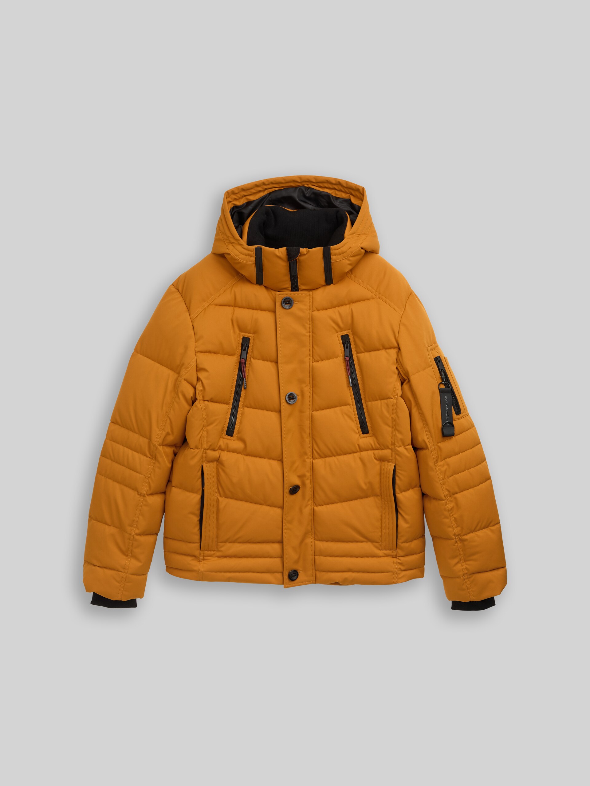 Puffer-Jacke mit abnehmbarer Kapuze - Peanut Butter Brown - Vorder-Produkt-Ansicht