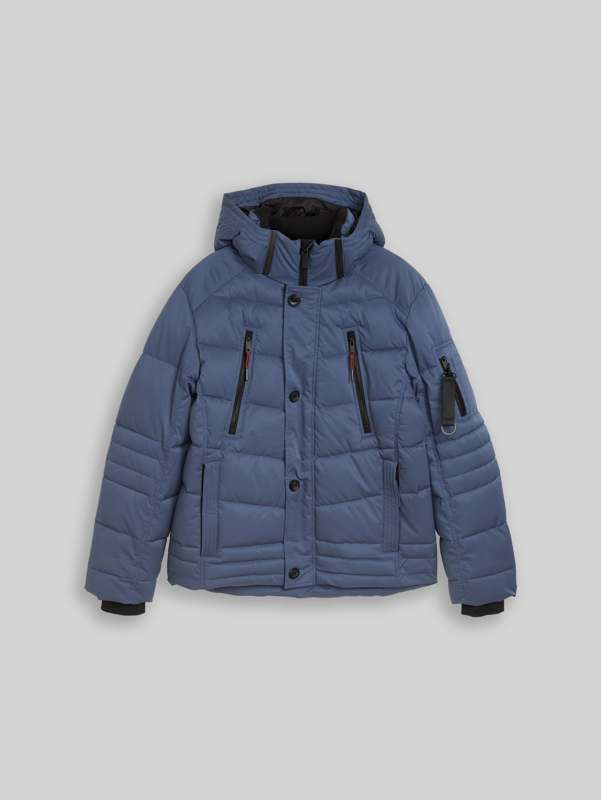 Puffer-Jacke mit abnehmbarer Kapuze - Vintage Indigo Blue - Vorder-Produkt-Ansicht