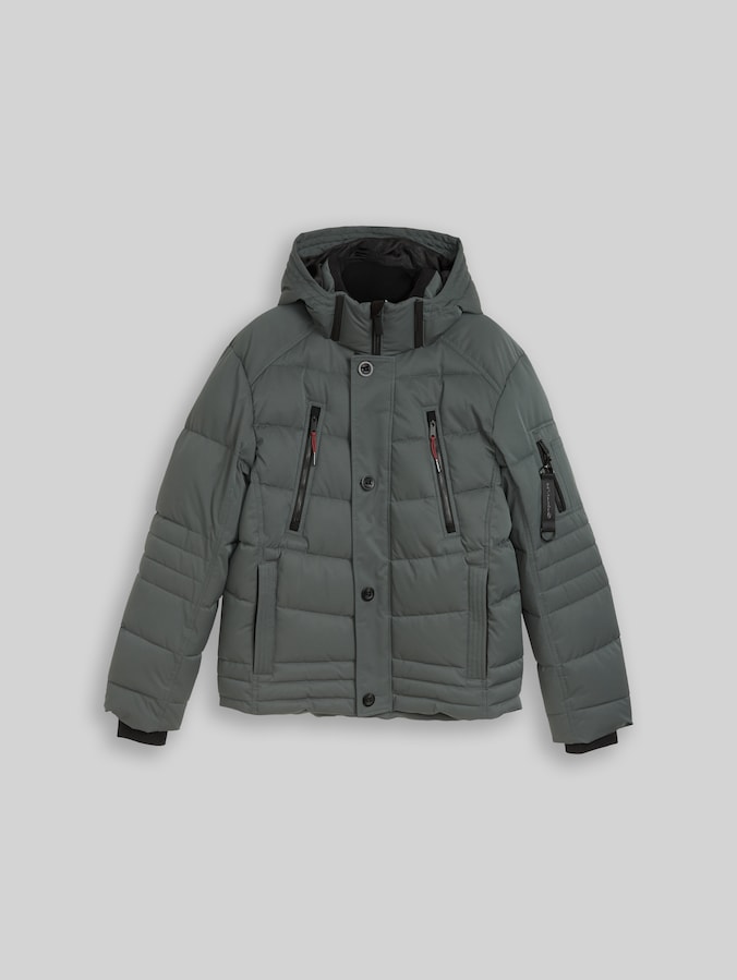 Puffer-Jacke mit abnehmbarer Kapuze von Men, Darkest Olive