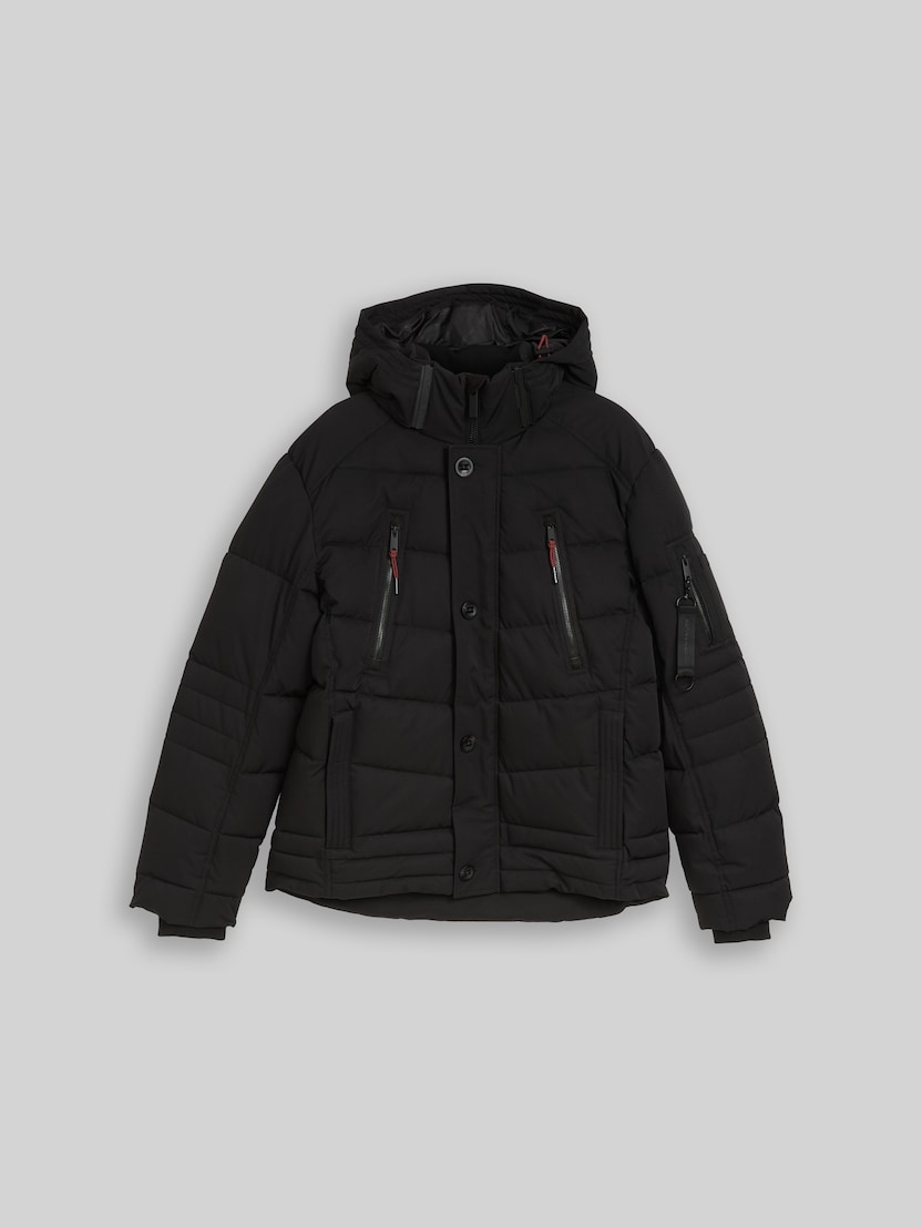 Pufferjas met afneembare capuchon door Men, Black
