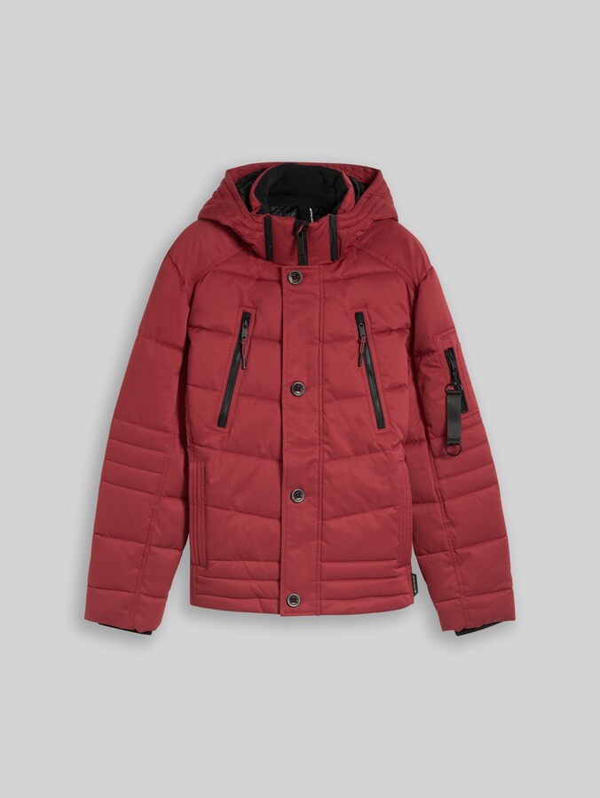 Pufferjas met afneembare capuchon door Men, pear red