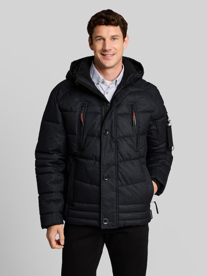 Puffer-Jacke mit abnehmbarer Kapuze von Men, blue herringbone structure