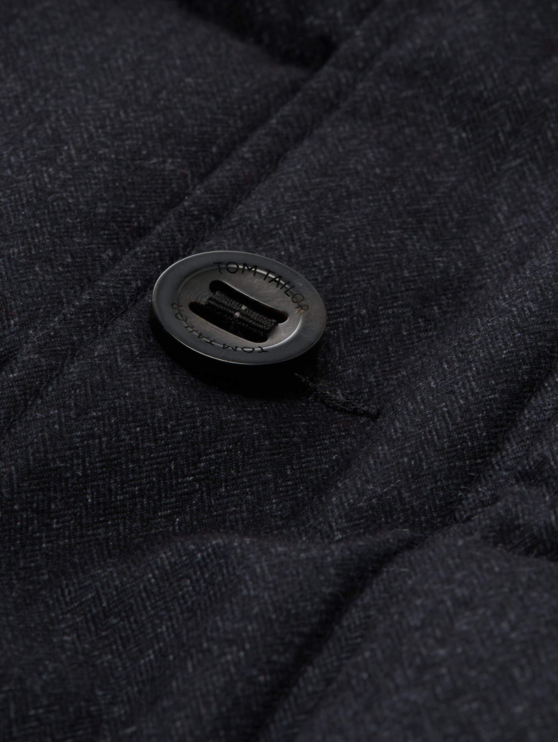Pufferjas met afneembare capuchon - blue herringbone structure - Detailaanzicht product