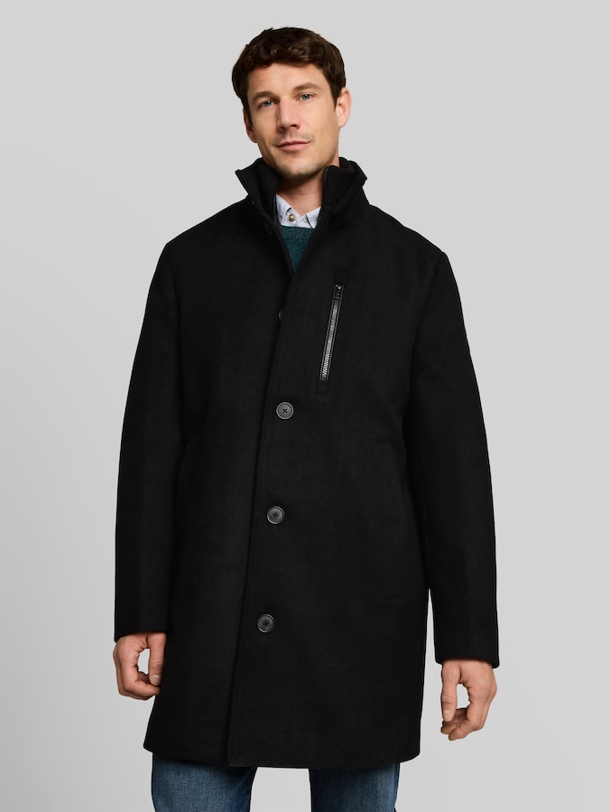 2-in-1 wollen jas met uitneembaar inzetstuk door Men, Black