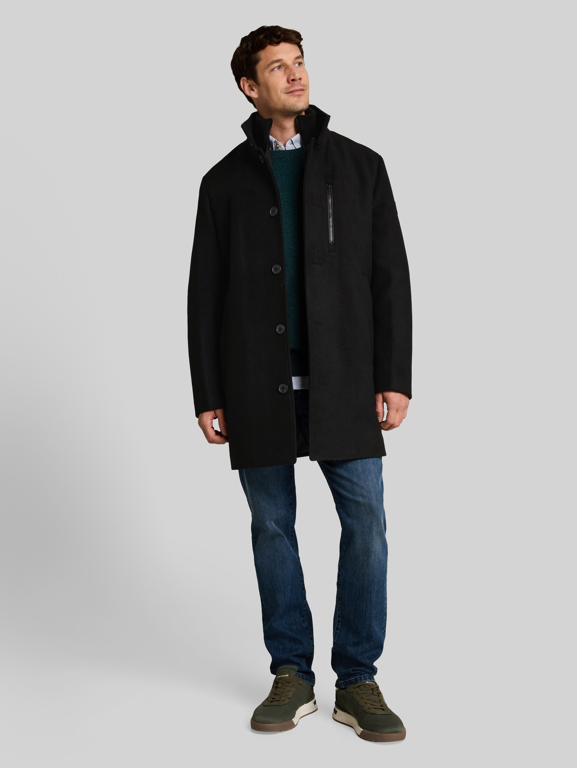 2-in-1 wollen jas met uitneembaar inzetstuk - Black - zijaanzicht model