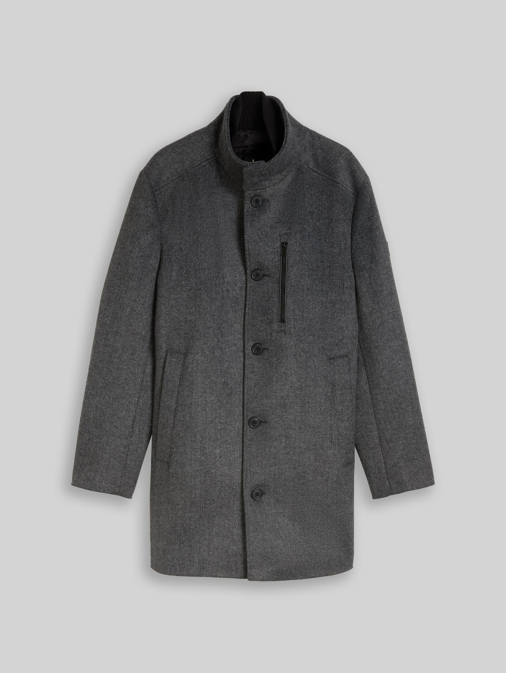 2-in-1 wollen jas met uitneembaar inzetstuk - dark grey black herringbone - Product vooraanzicht