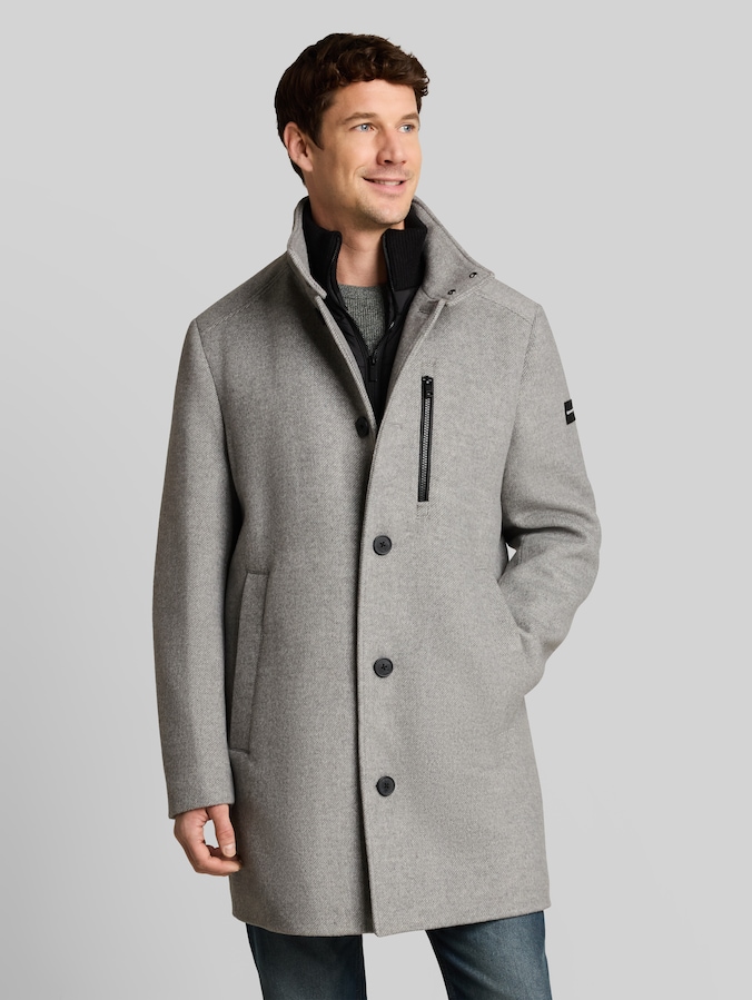 2-in-1 Wollmantel mit abnehmbarem Einsatz von Men, mid grey melange twill