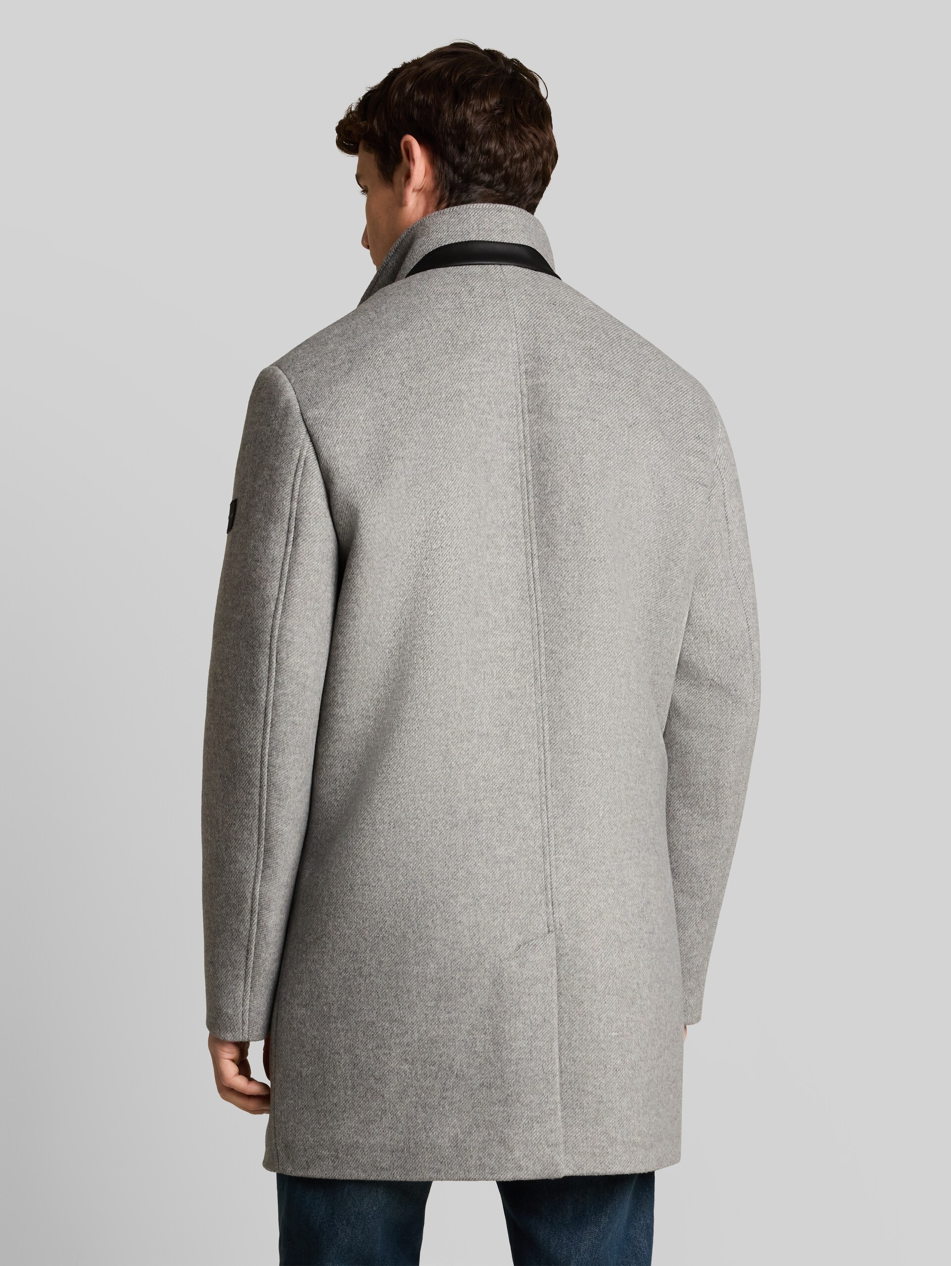 2-in-1 wollen jas met uitneembaar inzetstuk - mid grey melange twill - Model-achteraanzicht