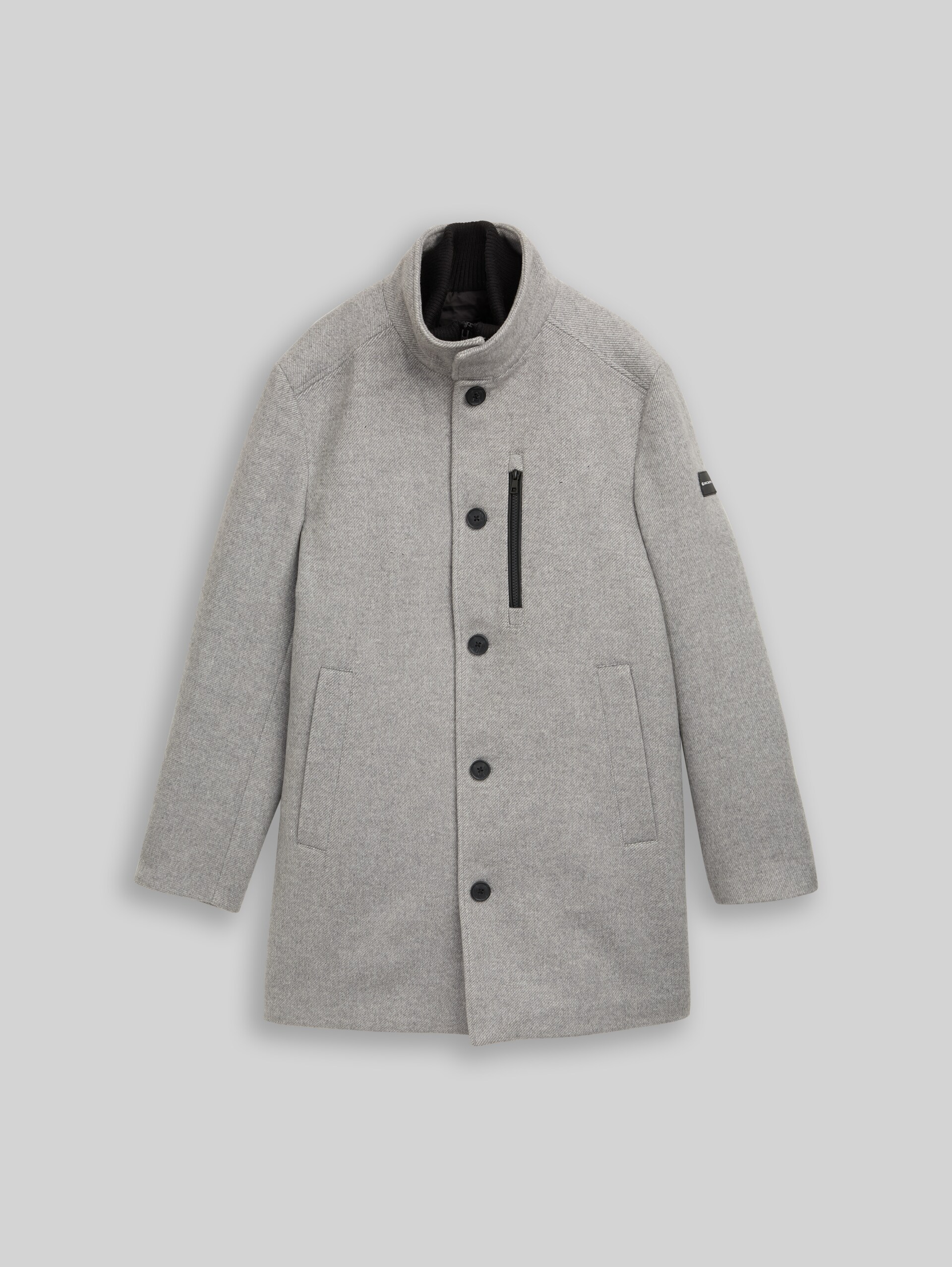 2-in-1 wollen jas met uitneembaar inzetstuk - mid grey melange twill - Product vooraanzicht