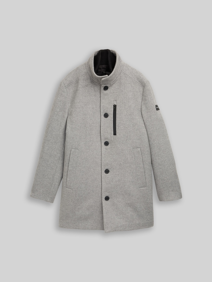 2-in-1 Wollmantel mit abnehmbarem Einsatz von Men, mid grey melange twill