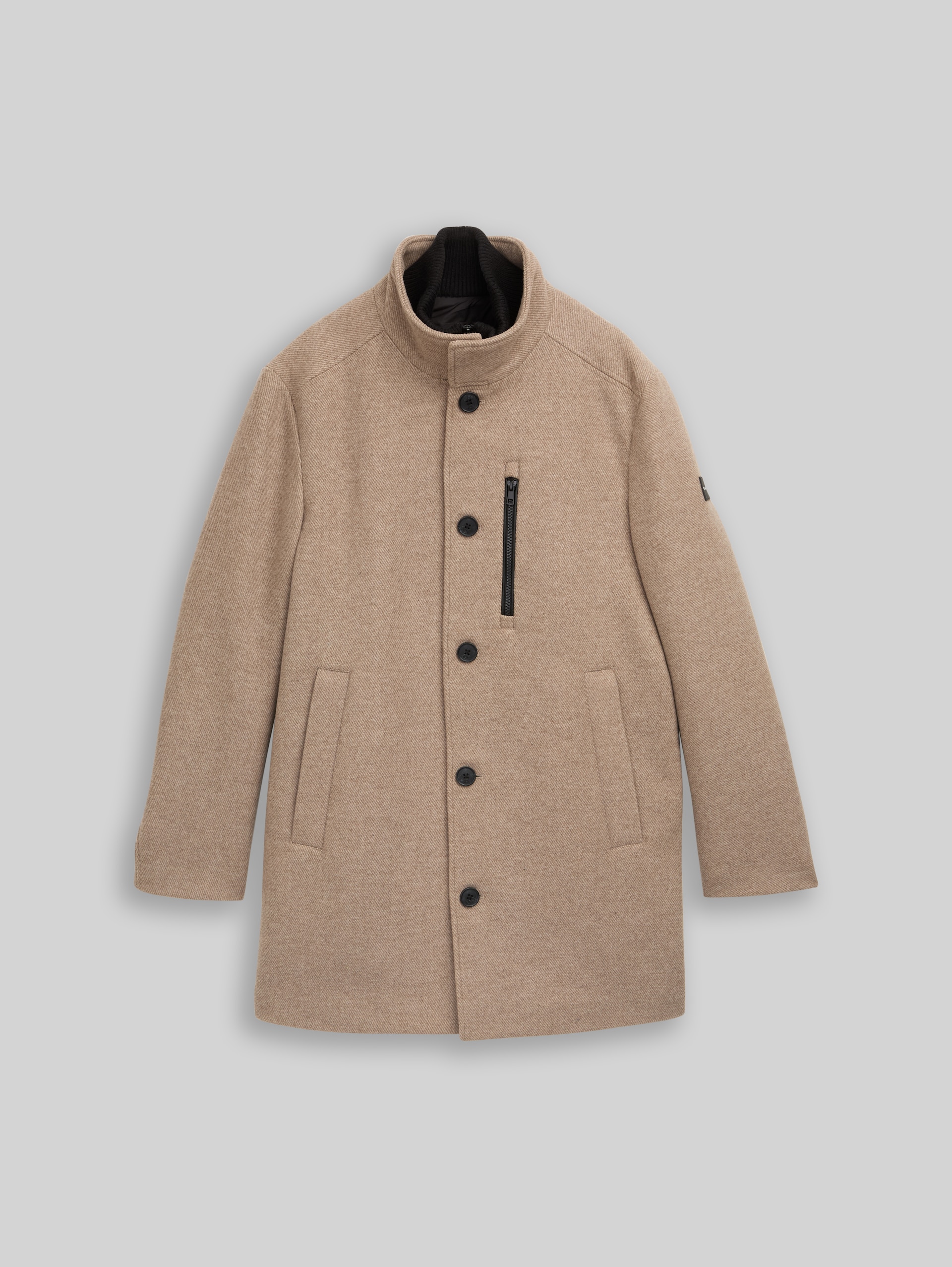 Manteau en laine 2 en 1 avec empiècement amovible - mid beige melange twill - Vue de face du produit