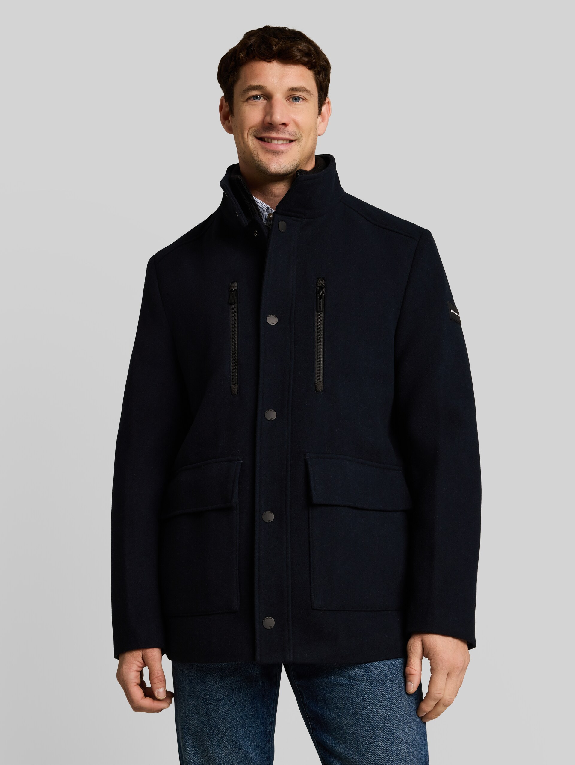 2-in-1 wollen jas met uitneembaar inzetstuk - sky captain blue - Model vooraanzicht