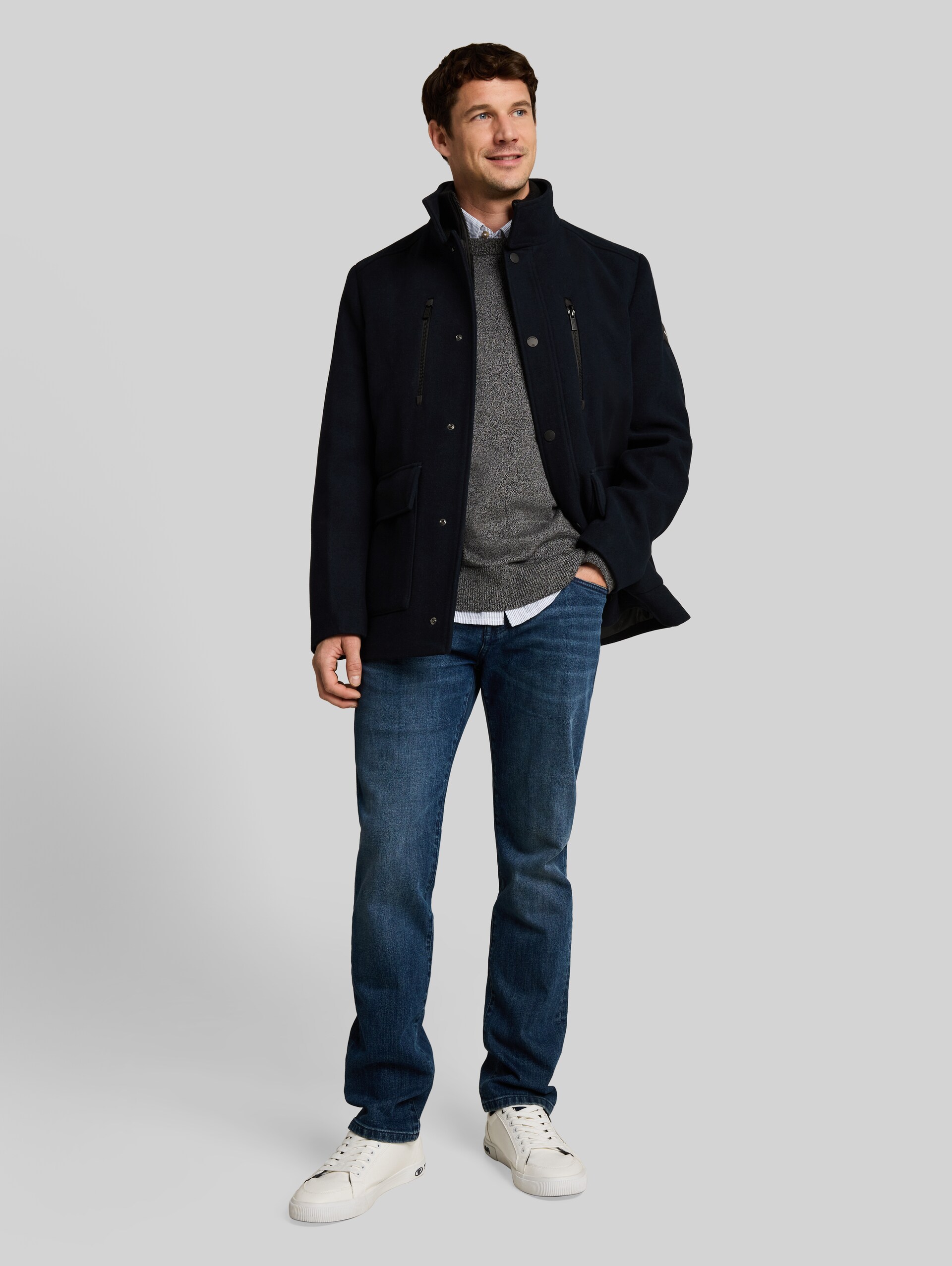2-in-1 wollen jas met uitneembaar inzetstuk - sky captain blue - zijaanzicht model
