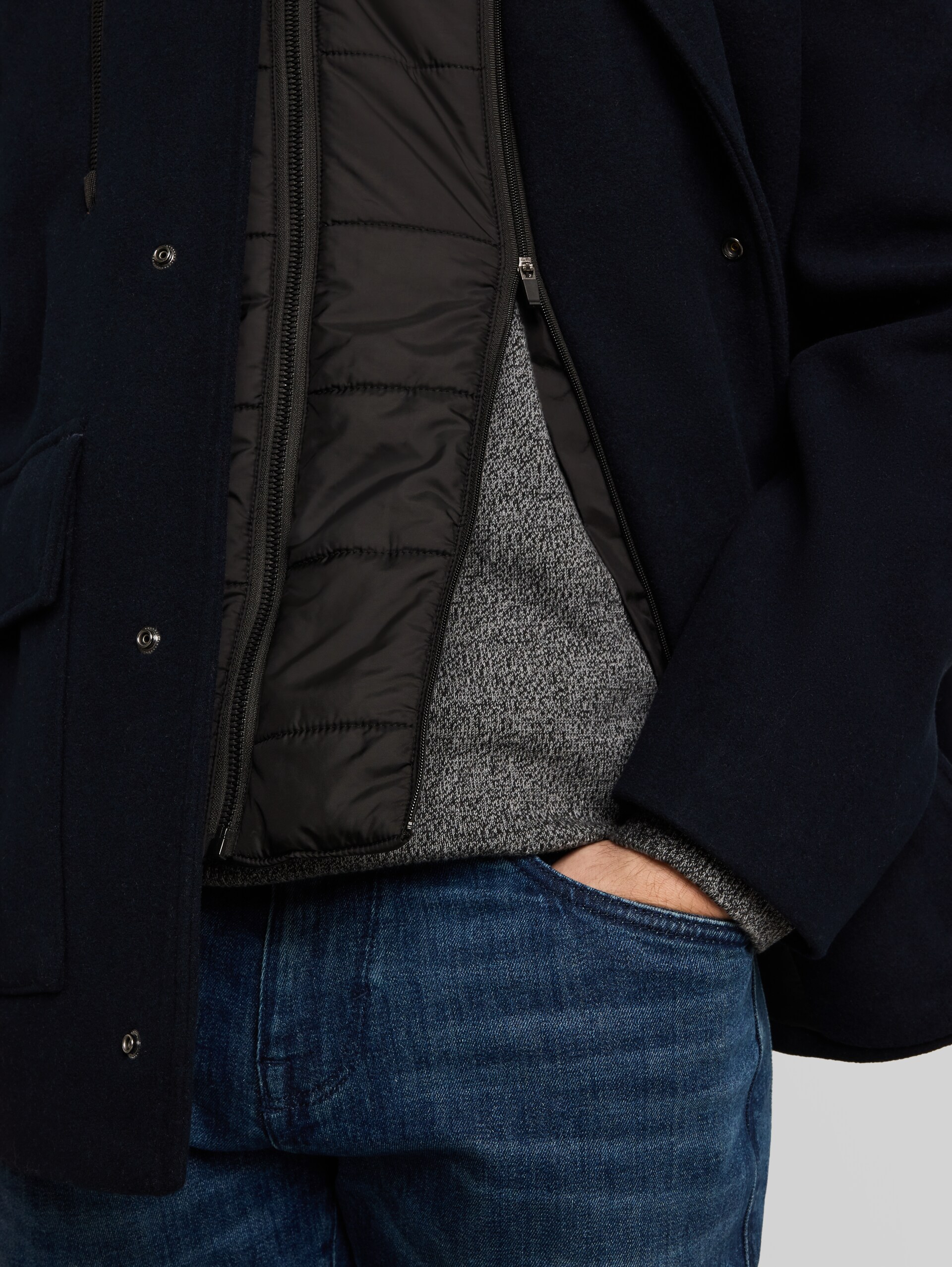 2-in-1 wollen jas met uitneembaar inzetstuk - sky captain blue - Detailaanzicht model