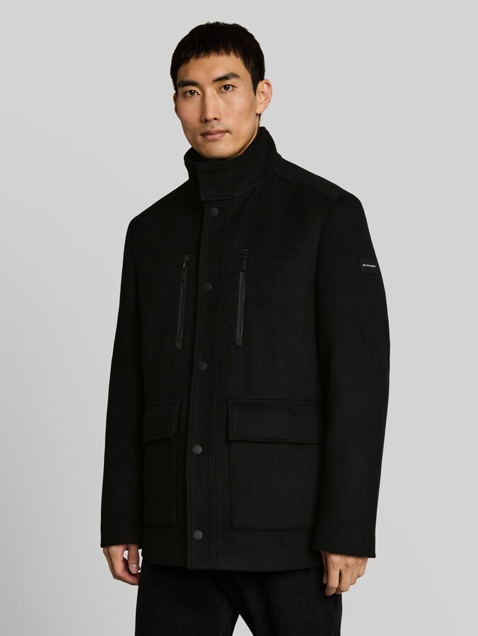 2-in-1 wollen jas met uitneembaar inzetstuk door Men, Black