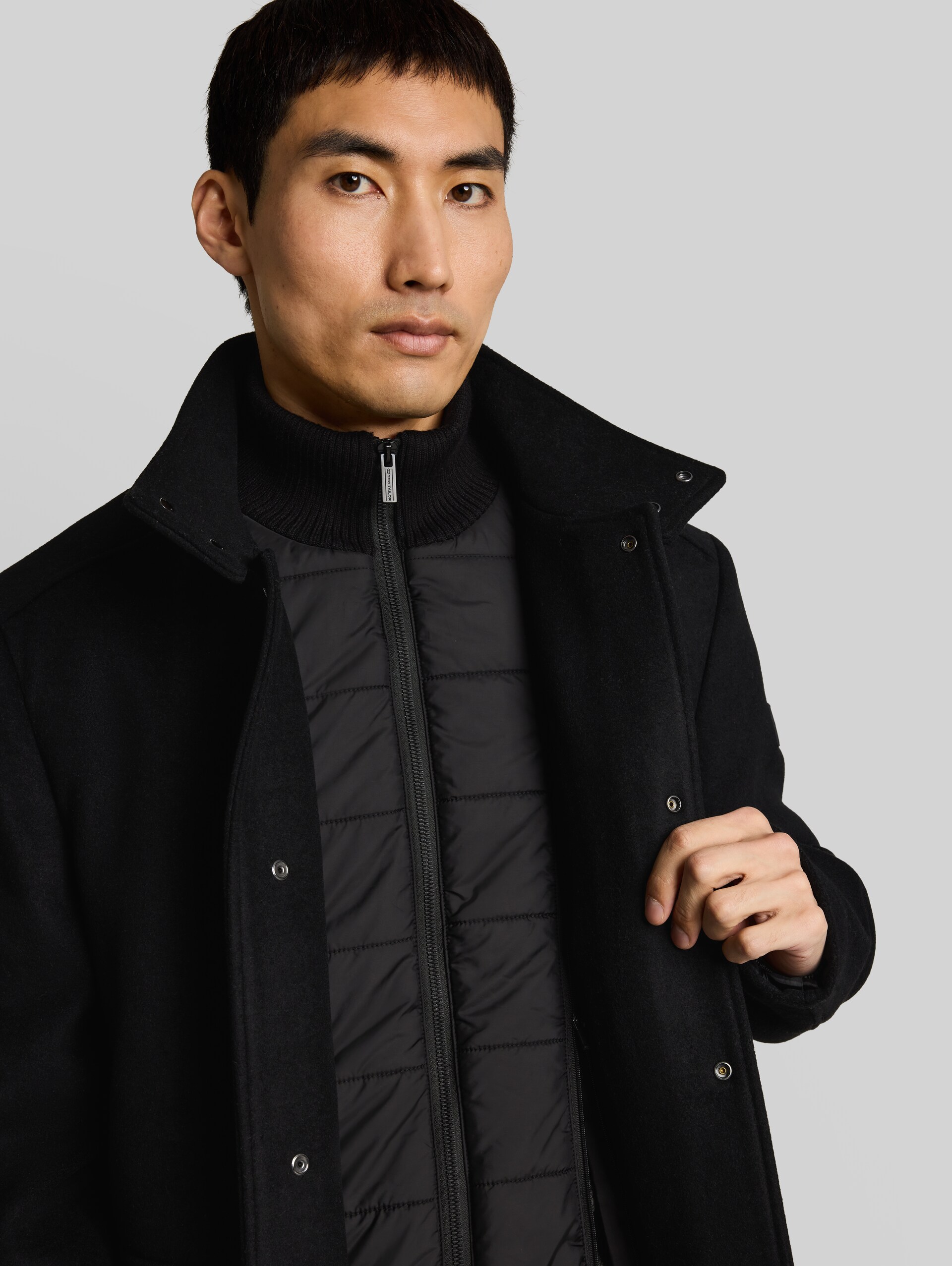 2-in-1 wollen jas met uitneembaar inzetstuk - Black - Detailaanzicht model