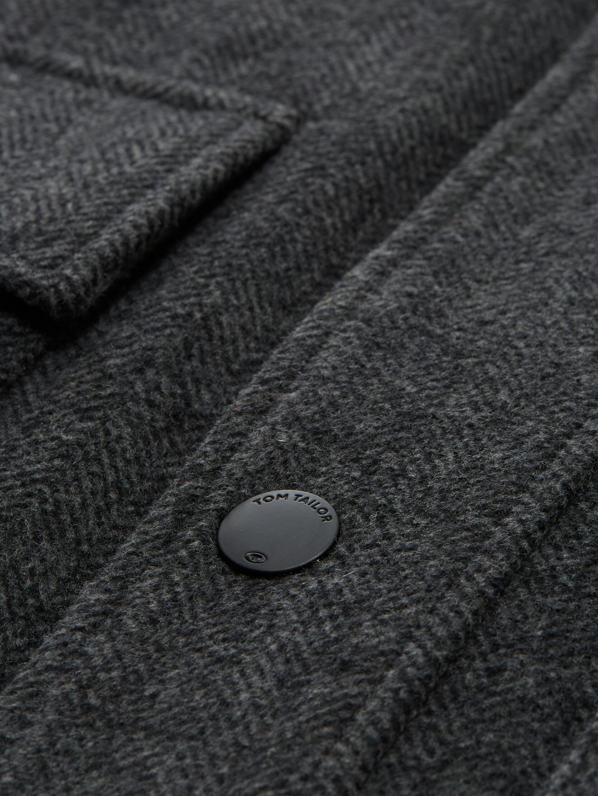 2-in-1 wollen jas met uitneembaar inzetstuk - dark grey black herringbone - Detailaanzicht product