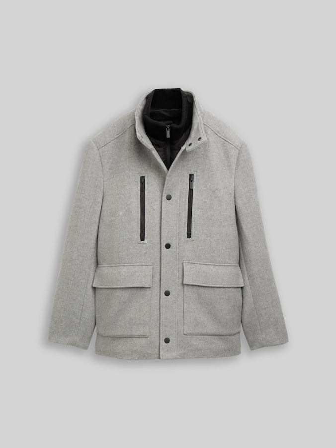 Veste en laine 2 en 1 avec empiècement amovible par Men, mid grey melange twill