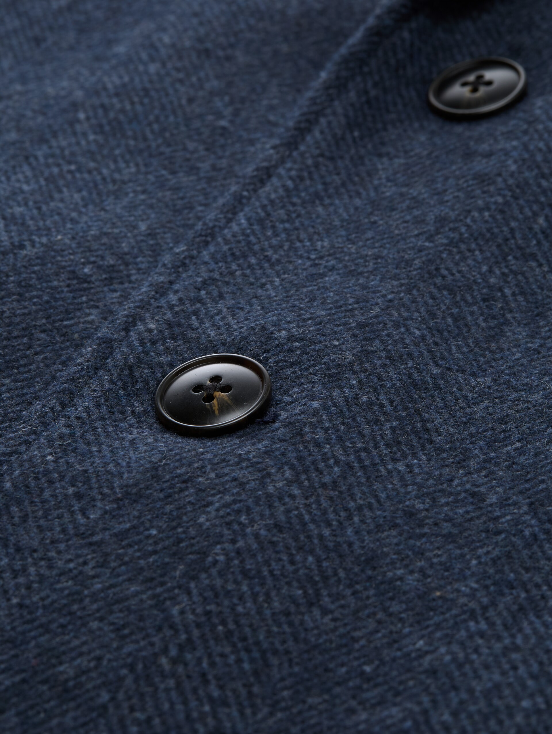 Wollmantel mit Reverskragen - navy herringbone strcuture - Produkt-Detail-Ansicht